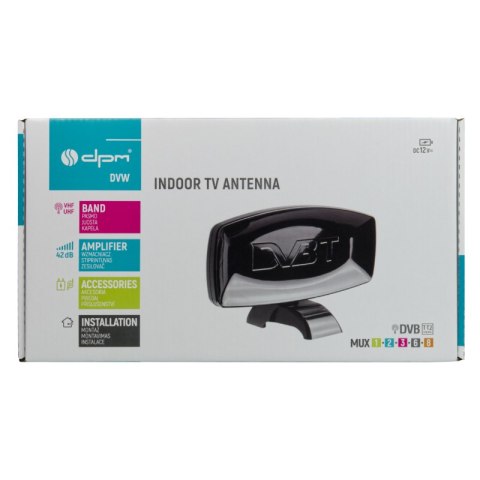 Antena TV pokojowa DVB-T / DVB-T2, VHF/UHF, 42 dB