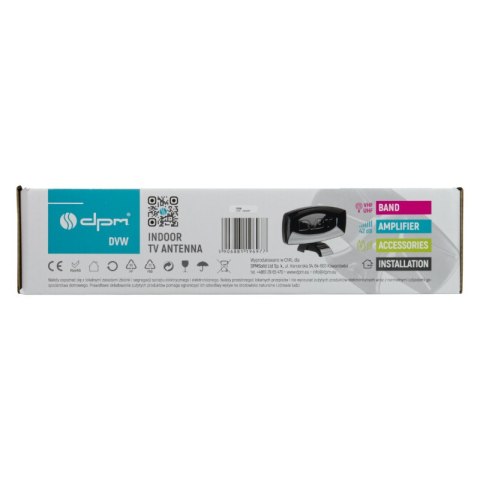 Antena TV pokojowa DVB-T / DVB-T2, VHF/UHF, 42 dB
