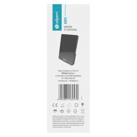 Antena TV pokojowa DVB-T / DVB-T2, VHF/UHF, filtr LTE, USB, 42 dB