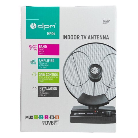 Antena TV pokojowa DVB-T / DVB-T2, VHF/UHF/FM, 36 dB