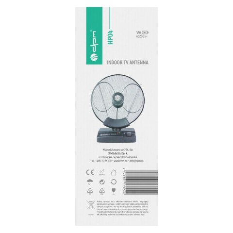 Antena TV pokojowa DVB-T / DVB-T2, VHF/UHF/FM, 36 dB