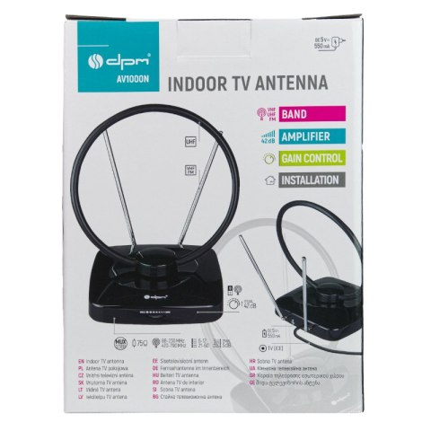 Antena TV pokojowa DVB-T / DVB-T2, VHF/UHF/FM, filtr LTE, 42 dB