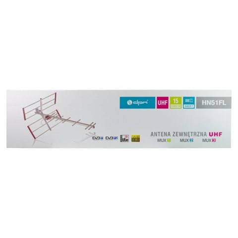 Antena kierunkowa DVB-T / DVB-T2 DPM HN51NWZ z filtrem LTE, 15 el., 24 dB
