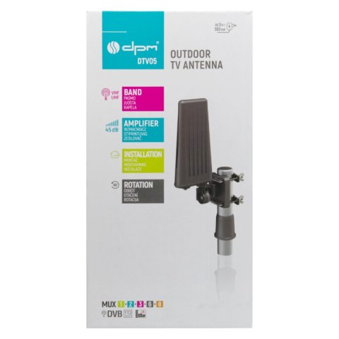 Antena zewnętrzna DVB-T / DVB-T2 DPM DTVO5 z filtrem LTE, 45 dB