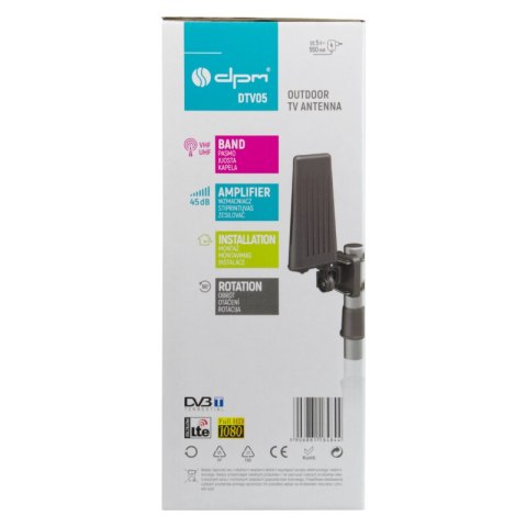 Antena zewnętrzna DVB-T / DVB-T2 DPM DTVO5 z filtrem LTE, 45 dB