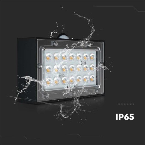 Kinkiet ogrodowy ścienny solarny V-TAC 3W CCT czujnik ruchu czarny VT-403 3000K-4000K 350lm