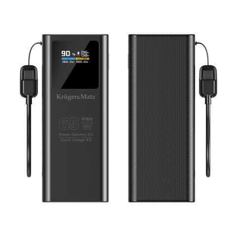 PowerBank Kruger&Matz 20000 mAh Li-ion 65W z funkcją QC oraz PD