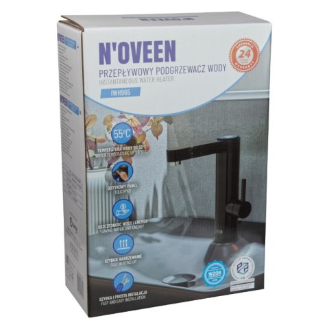 Przepływowy podgrzewacz wody, nablatowy, dotykowy, czarny, IWH965, Noveen
