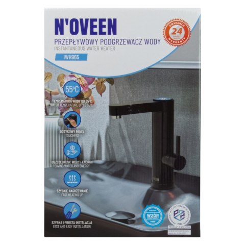 Przepływowy podgrzewacz wody, nablatowy, dotykowy, czarny, IWH965, Noveen
