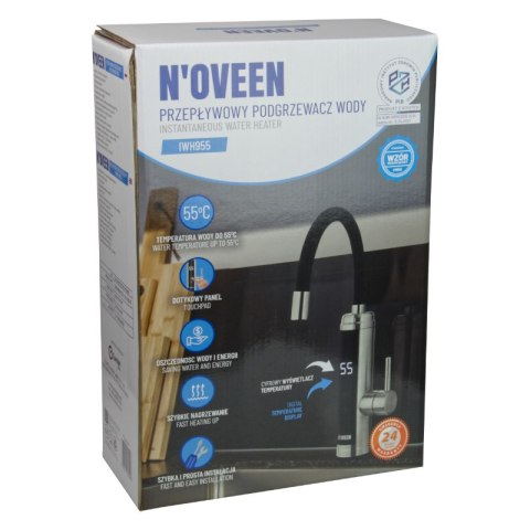 Przepływowy podgrzewacz wody, nablatowy, dotykowy, inox, IWH955, Noveen