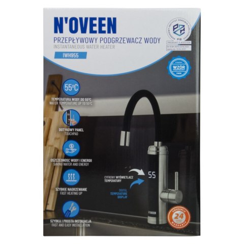 Przepływowy podgrzewacz wody, nablatowy, dotykowy, inox, IWH955, Noveen