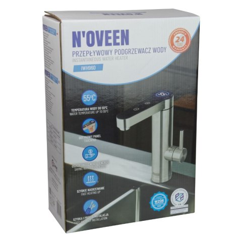 Przepływowy podgrzewacz wody, nablatowy, dotykowy, inox, IWH960, Noveen