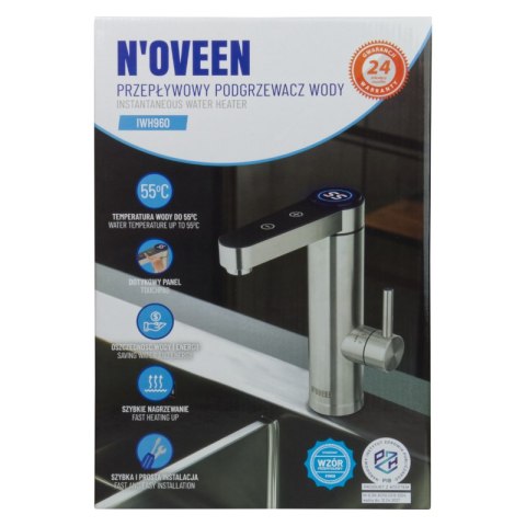 Przepływowy podgrzewacz wody, nablatowy, dotykowy, inox, IWH960, Noveen
