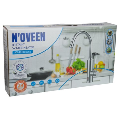 Przepływowy podgrzewacz wody, nablatowy, inox, Noveen