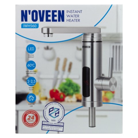 Przepływowy podgrzewacz wody, nablatowy, inox, Noveen