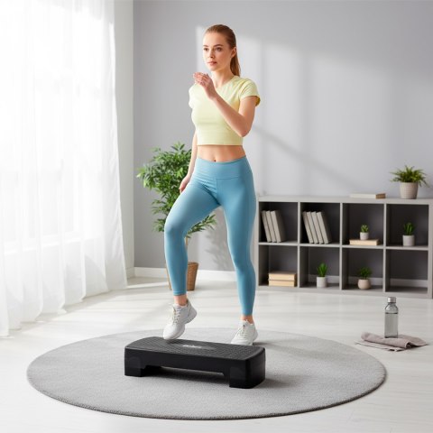 Step do aerobiku i ćwiczeń fitness, 3 stopnie, 68cm, czarny, REBEL ACTIVE