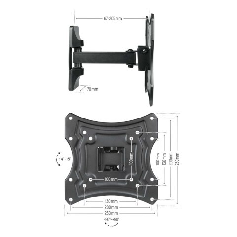Uchwyt TV regulowany, 13-42", 20 kg