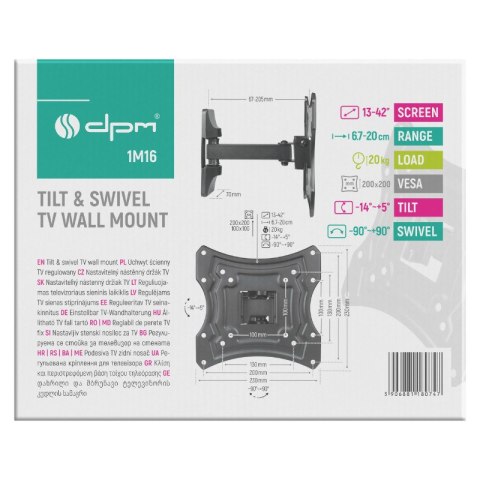 Uchwyt TV regulowany, 13-42", 20 kg