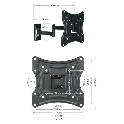 Uchwyt TV regulowany, 13-42", 20 kg