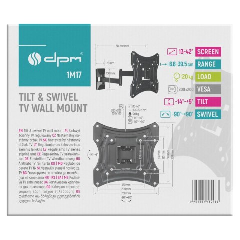 Uchwyt TV regulowany, 13-42", 20 kg