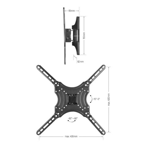 Uchwyt TV regulowany, 13-55", 20 kg
