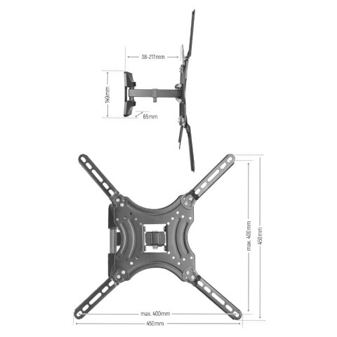 Uchwyt TV regulowany, 14-65", 30 kg