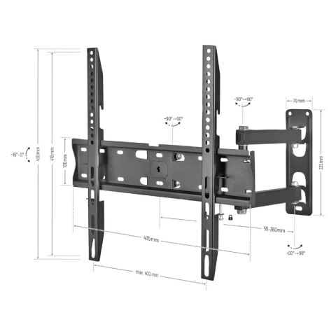 Uchwyt TV regulowany, 26-55", 35 kg
