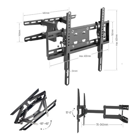 Uchwyt TV regulowany, 26-60", 50 kg