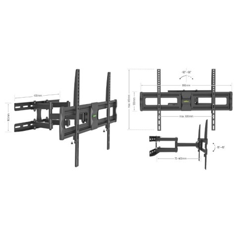 Uchwyt TV regulowany, 37-70", 40 kg