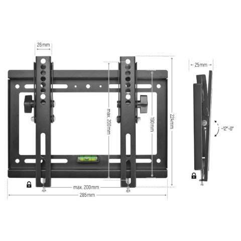 Uchwyt TV uchylny, 13-42", 35 kg