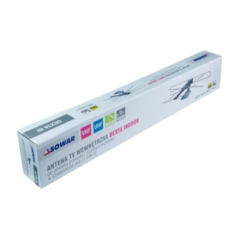 Antena TV pokojowa DVB-T / DVB-T2, VHF/UHF, 5-24 dB, SOWAR