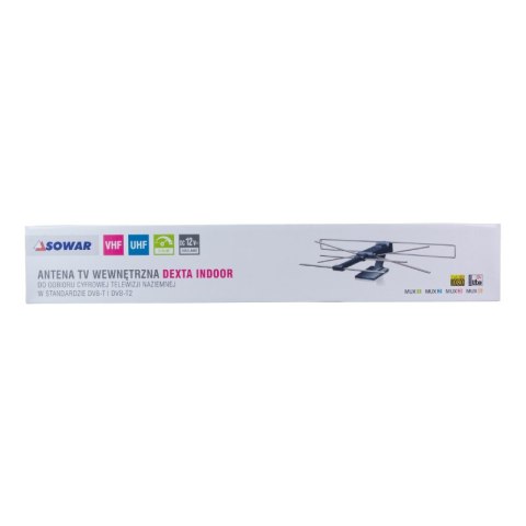 Antena TV pokojowa DVB-T / DVB-T2, VHF/UHF, 5-24 dB, SOWAR