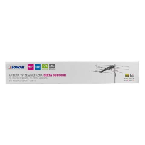 Antena zewnętrrzna DVB-T / DVB-T2, VHF/UHF, 5-24 dB, SOWAR