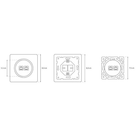 Gniazdo RJ45/RJ11, czarne, OVAL