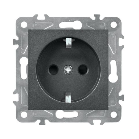 Gniazdo Schuko, czarne, QUAD
