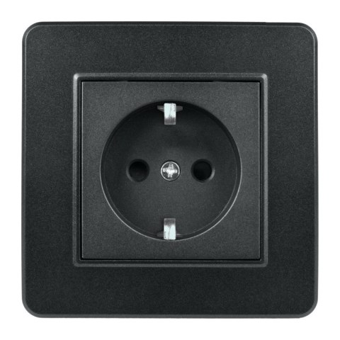 Gniazdo Schuko, czarne, QUAD