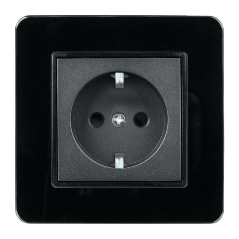 Gniazdo Schuko, czarne, QUAD