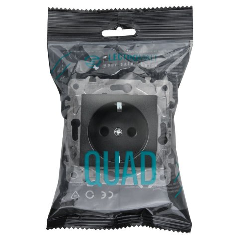 Gniazdo Schuko, czarne, QUAD