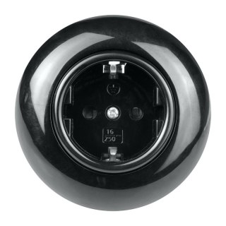 Gniazdo Schuko z ramką, czarne, EX1, Electromalt