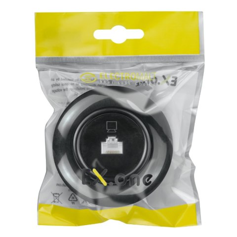 Gniazdo komputerowe z ramką, czarne, EX1, Electromalt