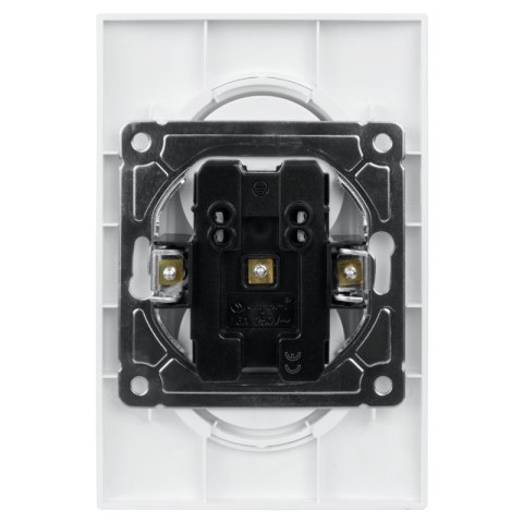 Gniazdo podwójne z ramką plastikową, białe, OVAL, Electromalt