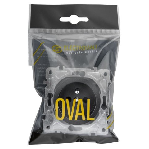 Gniazdo z uziemieniem, czarne, OVAL