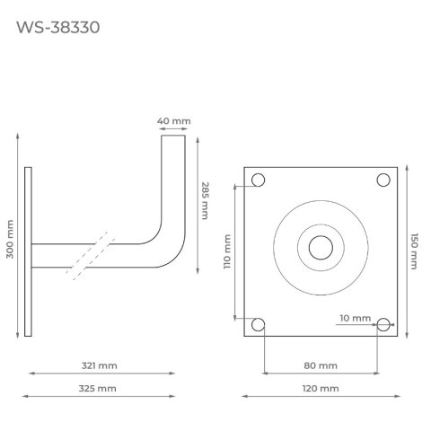Wspornik antenowy ścienny, kolanowy, 330 x 250 mm
