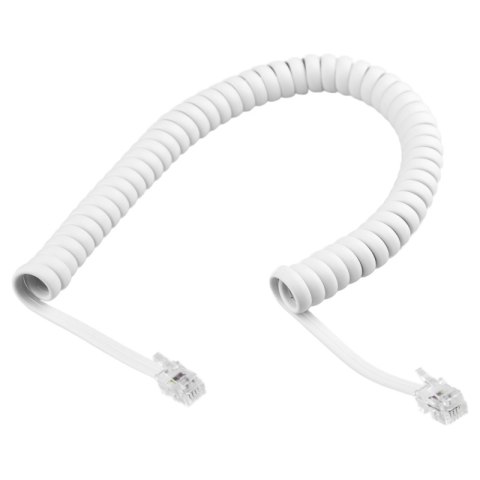 Kabel telefoniczny spiralny RJ10, 2 m, biały