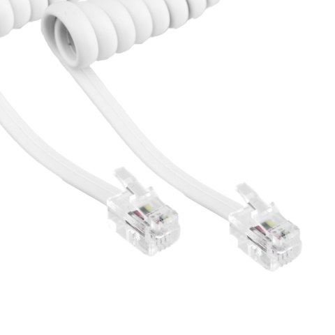 Kabel telefoniczny spiralny RJ10, 2 m, biały