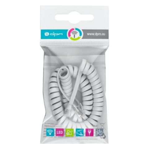 Kabel telefoniczny spiralny RJ10, 2 m, biały