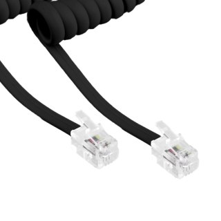 Kabel telefoniczny spiralny RJ10, 2 m, czarny