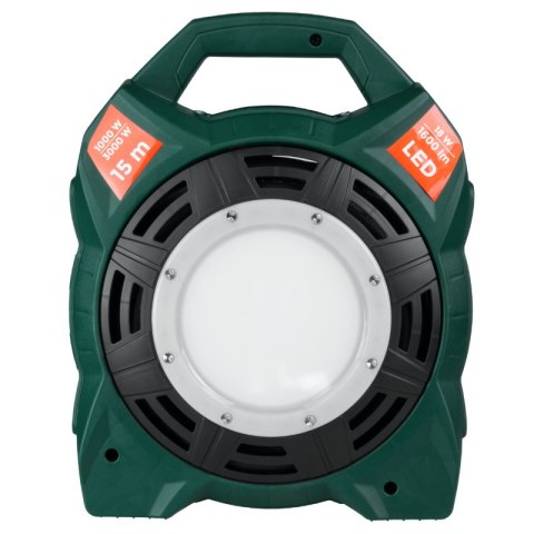 Przedłużacz bębnowy IP44 z lampą LED, 4 gniazda, 15 m