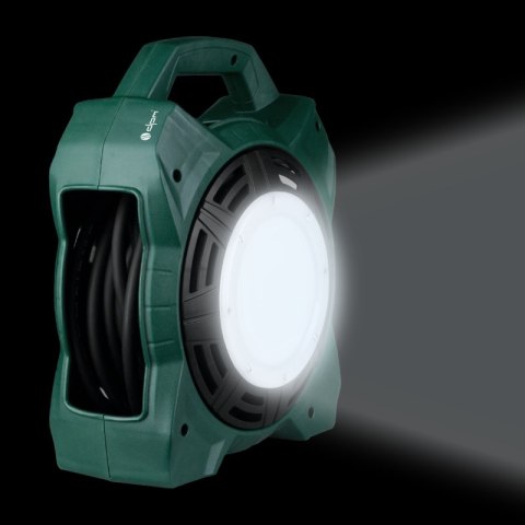 Przedłużacz bębnowy IP44 z lampą LED, 4 gniazda, 15 m