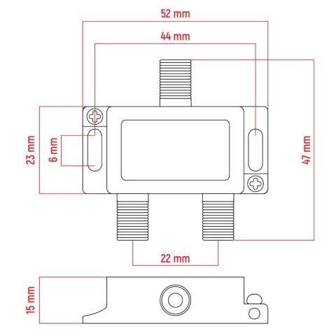 Splitter TV-SAT, 1 wejście, 2 wyjścia